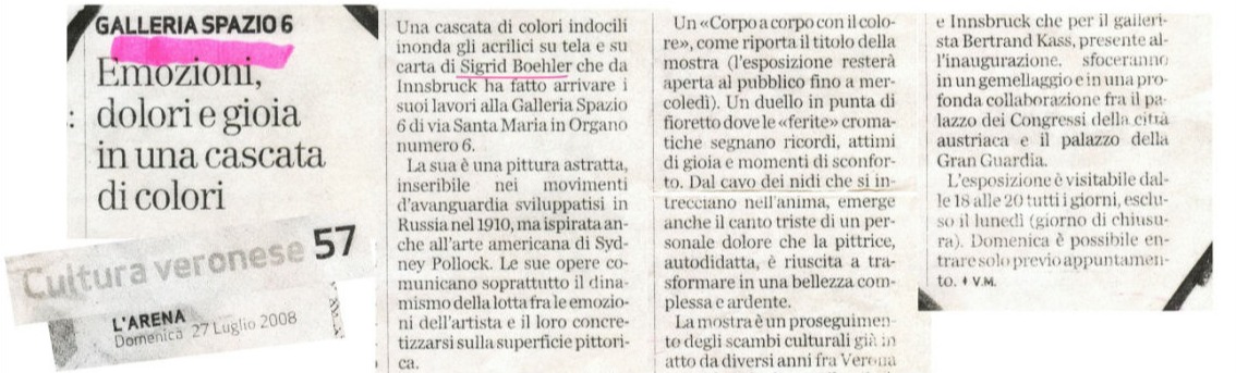 Zeitungsbericht Ausstelllung Verona